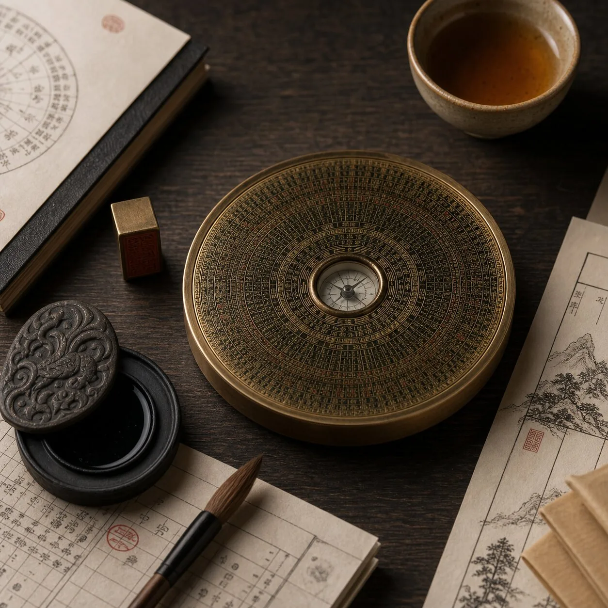 命理罗盘与案头文具